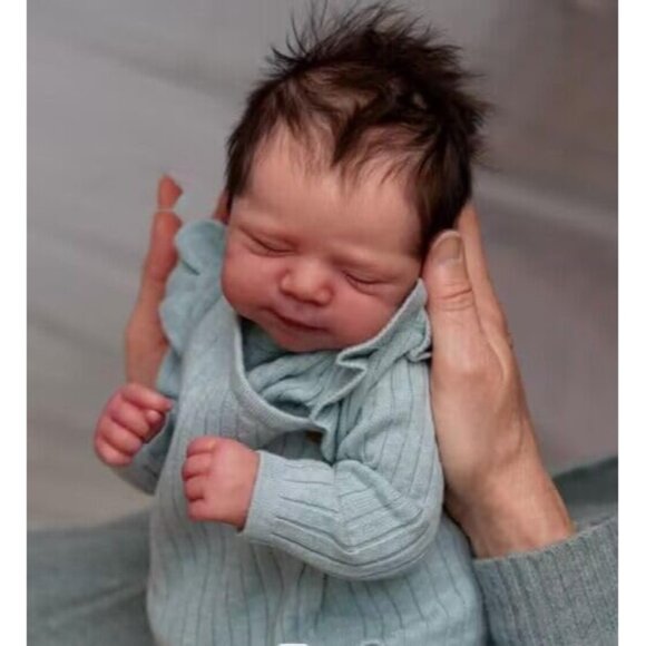 🆕18Inch Soft Silicone Vinyl Baby Dolls Green-pascale Boy with Closed Eyes - Picture 1 of 5